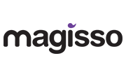 Логотип компании Magisso на темном фоне с фиолетовыми элементами.